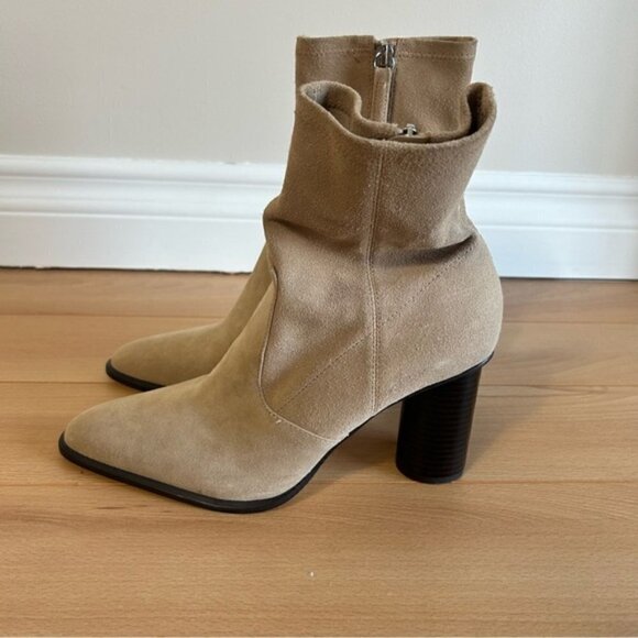 ZARA Beige Suede Heeled Ankle Boots Size 40 Brand New - Picture 5 of 10